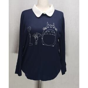 Studio by Torrid Totoro Sweater 1X Navy Knit Peter Pan Collar NWT Rare Find